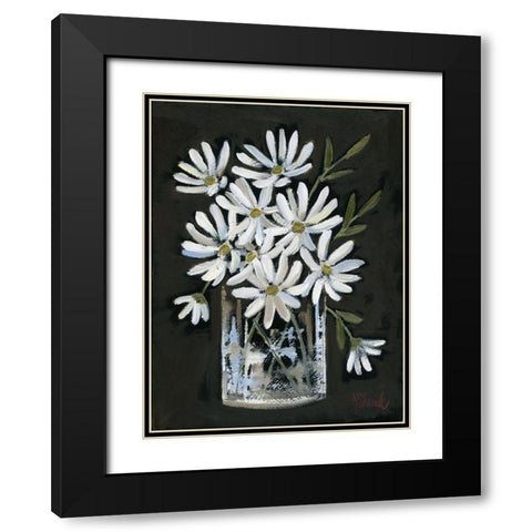 Daisies on Black Black Modern Wood Framed Art Print with Double Matting by Sherrill, Kate