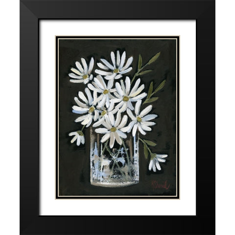 Daisies on Black Black Modern Wood Framed Art Print with Double Matting by Sherrill, Kate