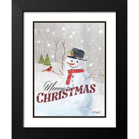 Merry Christmas Snowman     Black Modern Wood Framed Art Print with Double Matting by Sherrill, Kate