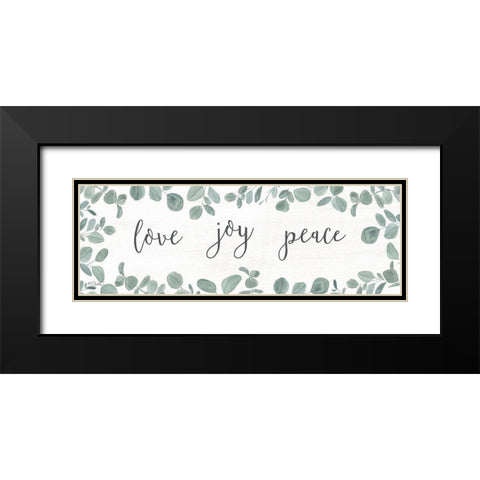 Love-Joy-Peace Eucalyptus Black Modern Wood Framed Art Print with Double Matting by Sherrill, Kate