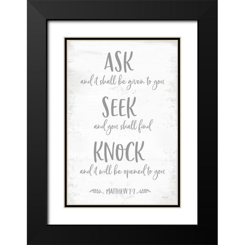 Mathew 7:7 Black Modern Wood Framed Art Print with Double Matting by Sherrill, Kate