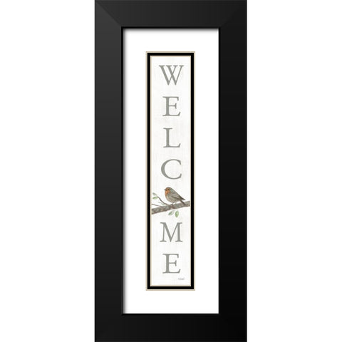 Welcome Bird (white) Black Modern Wood Framed Art Print with Double Matting by Sherrill, Kate