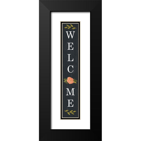 Welcome Floral II (black) Black Modern Wood Framed Art Print with Double Matting by Sherrill, Kate
