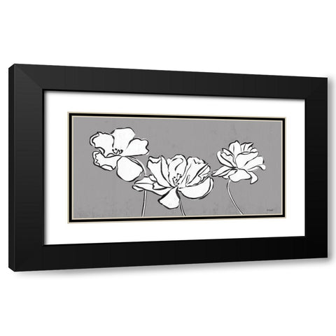 Three Blooms Sketch Black Modern Wood Framed Art Print with Double Matting by Sherrill, Kate