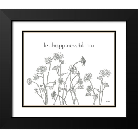 Let Happiness Bloom Black Modern Wood Framed Art Print with Double Matting by Sherrill, Kate