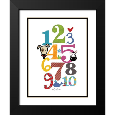 Colorful Numbers Black Modern Wood Framed Art Print with Double Matting by Larson, Lisa