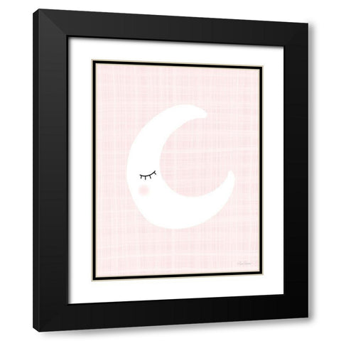 Moon on Pink Black Modern Wood Framed Art Print with Double Matting by Larson, Lisa