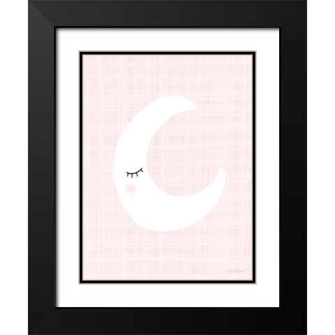 Moon on Pink Black Modern Wood Framed Art Print with Double Matting by Larson, Lisa