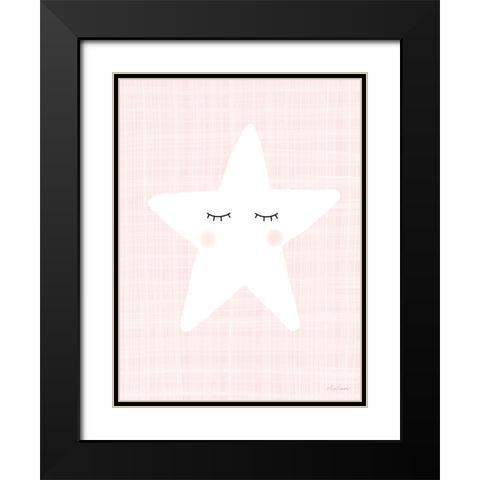 Star on Pink Black Modern Wood Framed Art Print with Double Matting by Larson, Lisa