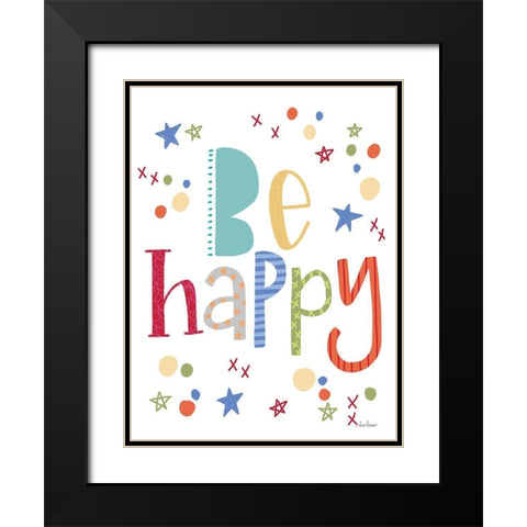 Be Happy Rainbow Black Modern Wood Framed Art Print with Double Matting by Larson, Lisa