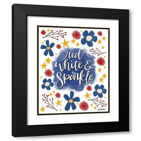 Red White And Sparkle Black Modern Wood Framed Art Print with Double Matting by Larson, Lisa