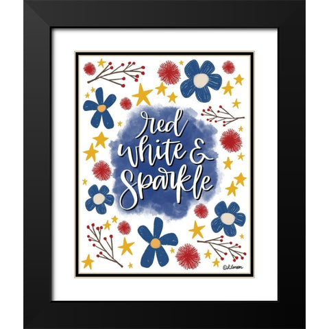 Red White And Sparkle Black Modern Wood Framed Art Print with Double Matting by Larson, Lisa
