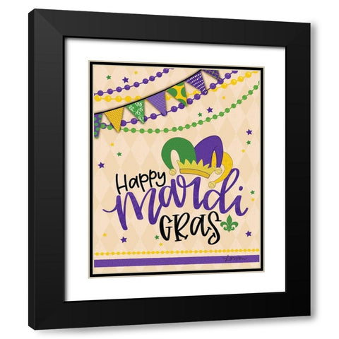 Happy Mardi Gras Black Modern Wood Framed Art Print with Double Matting by Larson, Lisa