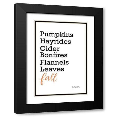 Fall Words Black Modern Wood Framed Art Print with Double Matting by Larson, Lisa