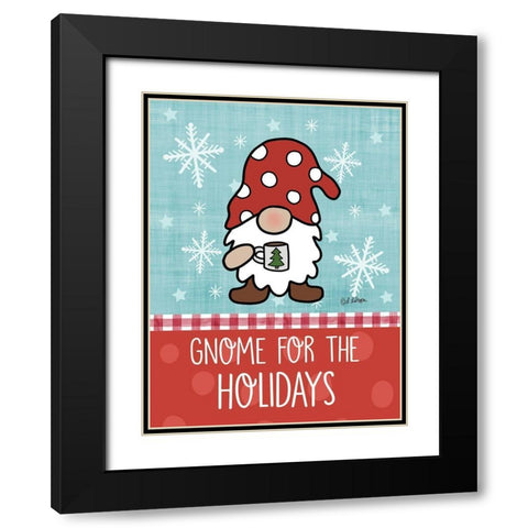 Gnome for the Holidays Black Modern Wood Framed Art Print with Double Matting by Larson, Lisa