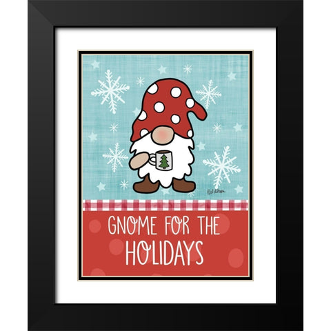 Gnome for the Holidays Black Modern Wood Framed Art Print with Double Matting by Larson, Lisa
