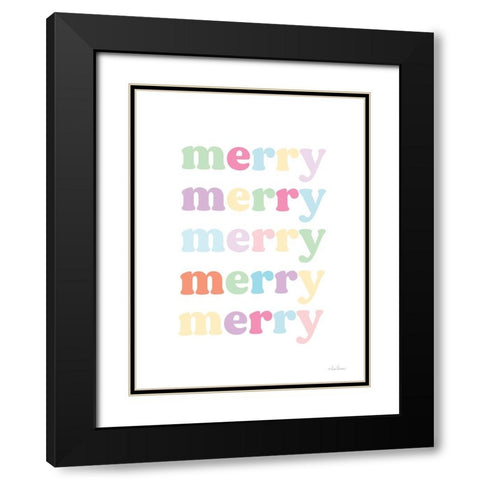 Pastel Very Merry Black Modern Wood Framed Art Print with Double Matting by Larson, Lisa