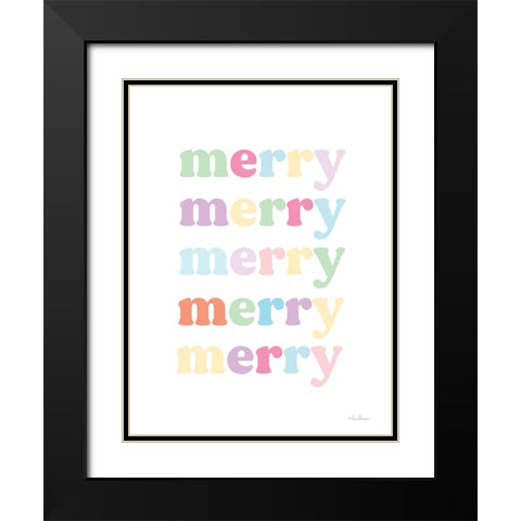 Pastel Very Merry Black Modern Wood Framed Art Print with Double Matting by Larson, Lisa