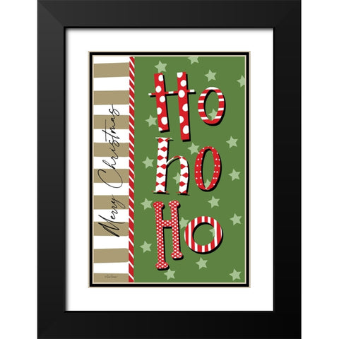 Merry Christmas Ho Ho Ho Black Modern Wood Framed Art Print with Double Matting by Larson, Lisa