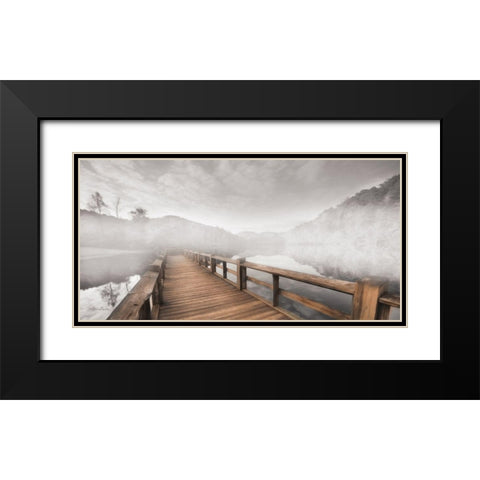 Lake Cherokee Dock Black Modern Wood Framed Art Print with Double Matting by Deiter, Lori