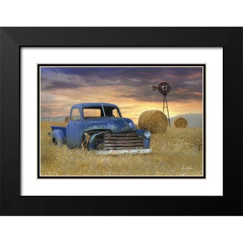 Old Chevy with Windmill Black Modern Wood Framed Art Print with Double Matting by Deiter, Lori