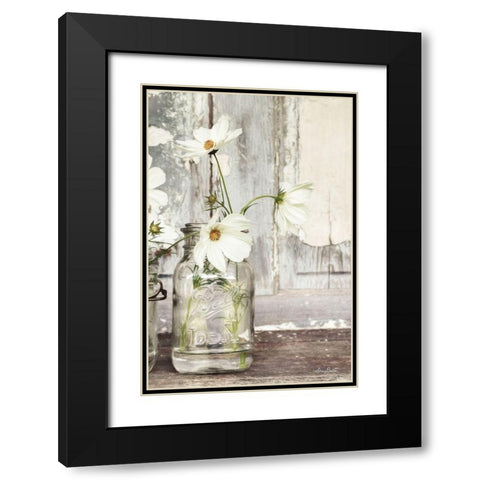 White Blossoms Black Modern Wood Framed Art Print with Double Matting by Deiter, Lori