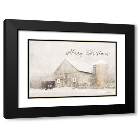Merry Christmas Farm Black Modern Wood Framed Art Print with Double Matting by Deiter, Lori