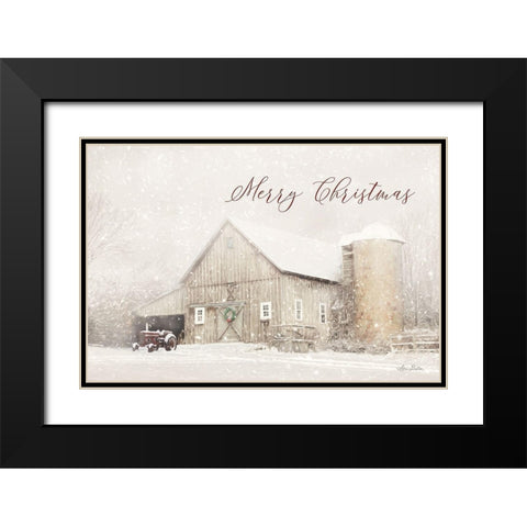 Merry Christmas Farm Black Modern Wood Framed Art Print with Double Matting by Deiter, Lori