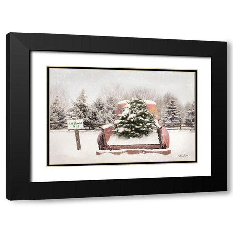 Rustic Christmas Trees  Black Modern Wood Framed Art Print with Double Matting by Deiter, Lori