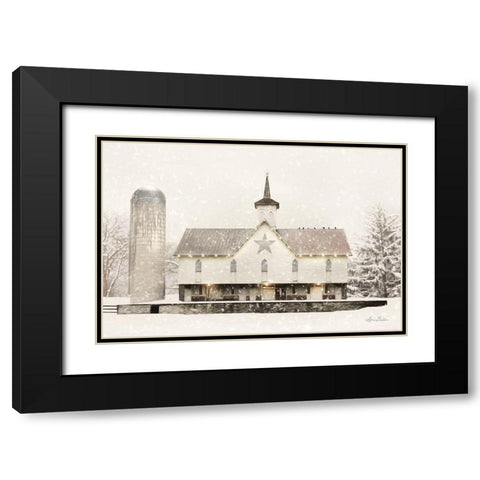 Christmas Star Barn with Lights Black Modern Wood Framed Art Print with Double Matting by Deiter, Lori