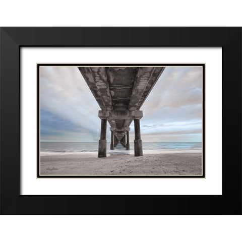 Beneath the Outer Banks Beach Pier    Black Modern Wood Framed Art Print with Double Matting by Deiter, Lori
