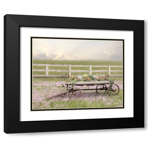 Country Flower Wagon   Black Modern Wood Framed Art Print with Double Matting by Deiter, Lori