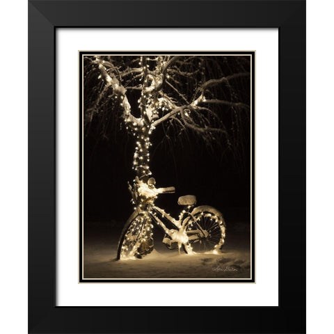 Snowy Bicycle Black Modern Wood Framed Art Print with Double Matting by Deiter, Lori