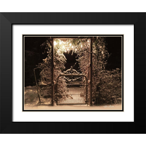 Snowy Garden Gate Black Modern Wood Framed Art Print with Double Matting by Deiter, Lori