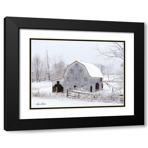 Blue Tinted Barn Black Modern Wood Framed Art Print with Double Matting by Deiter, Lori