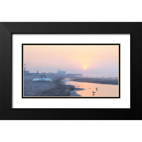 Ocean City Sunrise Black Modern Wood Framed Art Print with Double Matting by Deiter, Lori