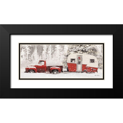 Christmas Camper with Bike Black Modern Wood Framed Art Print with Double Matting by Deiter, Lori
