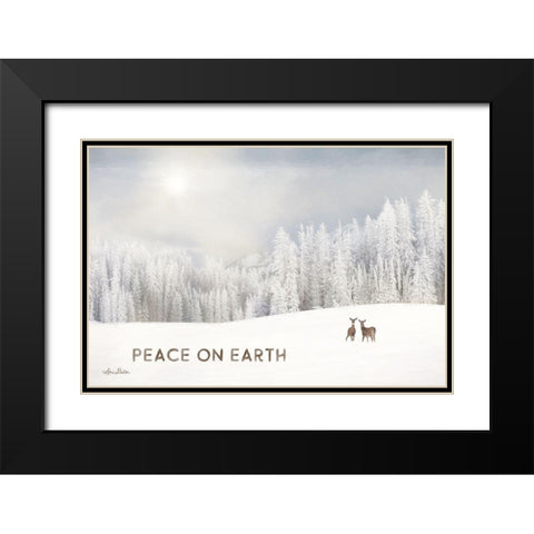 Lava Mountain Snow Storm with Deer Black Modern Wood Framed Art Print with Double Matting by Deiter, Lori