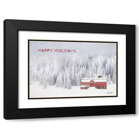 Snowy Forest Happy Holidays    Black Modern Wood Framed Art Print with Double Matting by Deiter, Lori