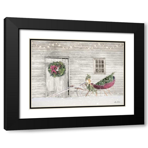 Old Farm Christmas Black Modern Wood Framed Art Print with Double Matting by Deiter, Lori