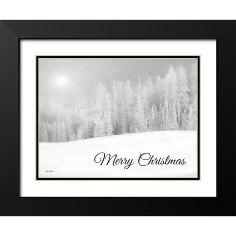 Merry Christmas Snowy Trees    Black Modern Wood Framed Art Print with Double Matting by Deiter, Lori