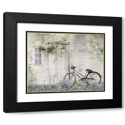 Blue Bike at Barn      Black Modern Wood Framed Art Print with Double Matting by Deiter, Lori