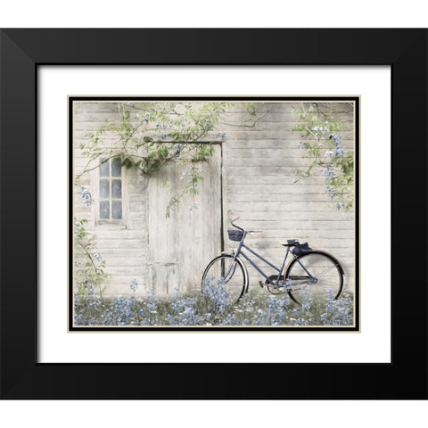 Blue Bike at Barn      Black Modern Wood Framed Art Print with Double Matting by Deiter, Lori