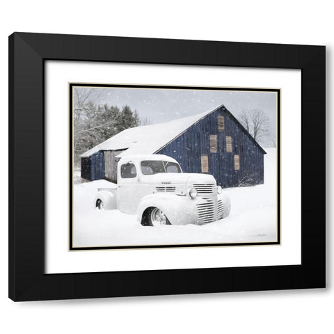 Winter Blue Barn Black Modern Wood Framed Art Print with Double Matting by Deiter, Lori