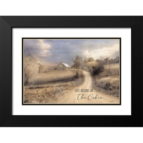Life Begins at the Cabin Black Modern Wood Framed Art Print with Double Matting by Deiter, Lori