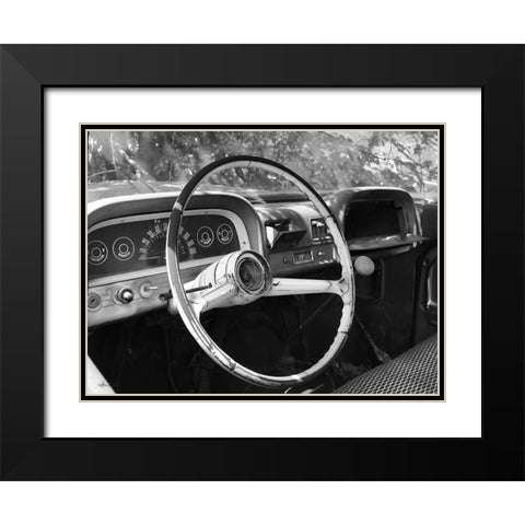 Chevy Steering Wheel Black Modern Wood Framed Art Print with Double Matting by Deiter, Lori