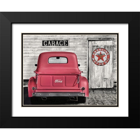 Red Truck with Texaco Sign Black Modern Wood Framed Art Print with Double Matting by Deiter, Lori
