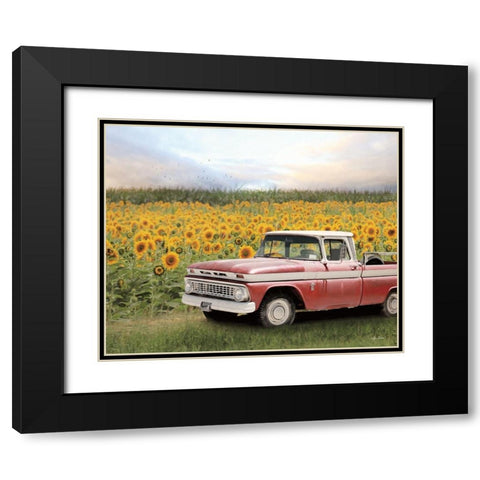 Truck with Sunflowers Black Modern Wood Framed Art Print with Double Matting by Deiter, Lori