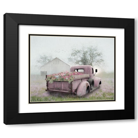 Pink Flower Truck Black Modern Wood Framed Art Print with Double Matting by Deiter, Lori