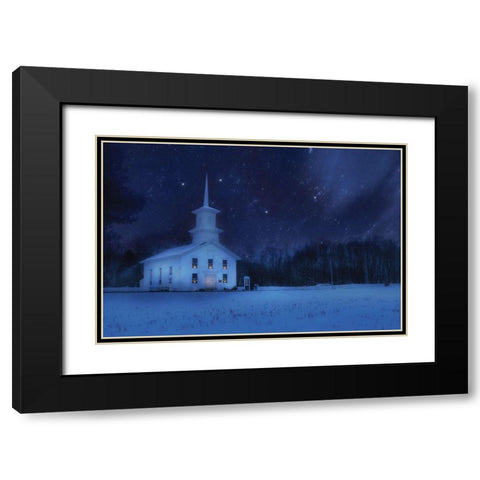 Starry Night Church Black Modern Wood Framed Art Print with Double Matting by Deiter, Lori